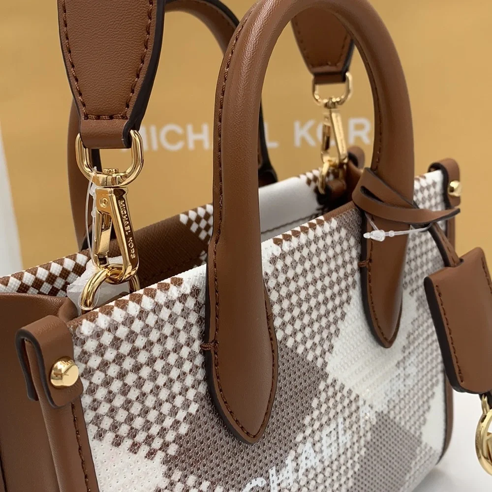 Michael Kors Mirella Extra-Small Logo Crossbody XBODY Shopper Bag Luggage NWT